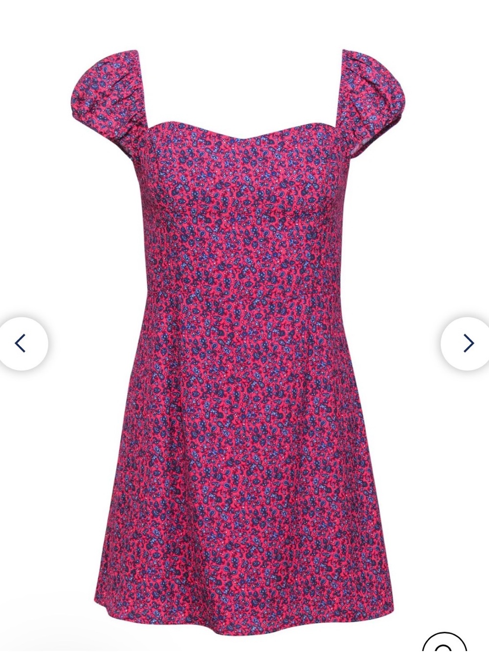 French Connection Pink and Blue Floral Puff-Sleeve Dress